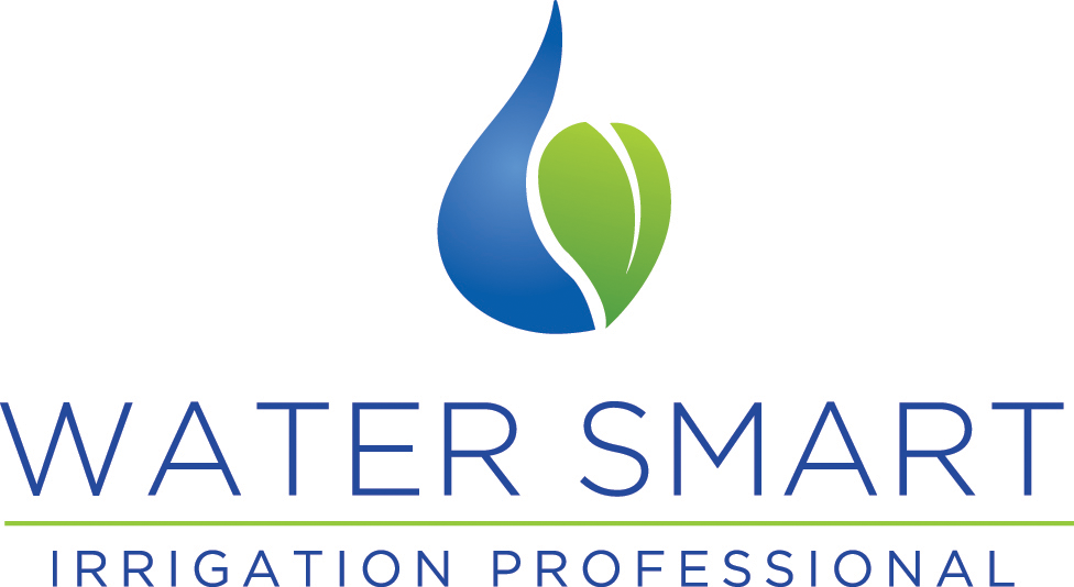 A green and blue logo for Water Smart Irrigation Professional logo
