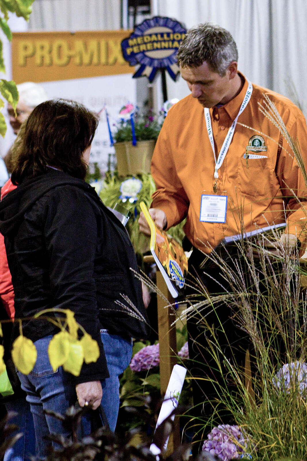 man and woman in conversation